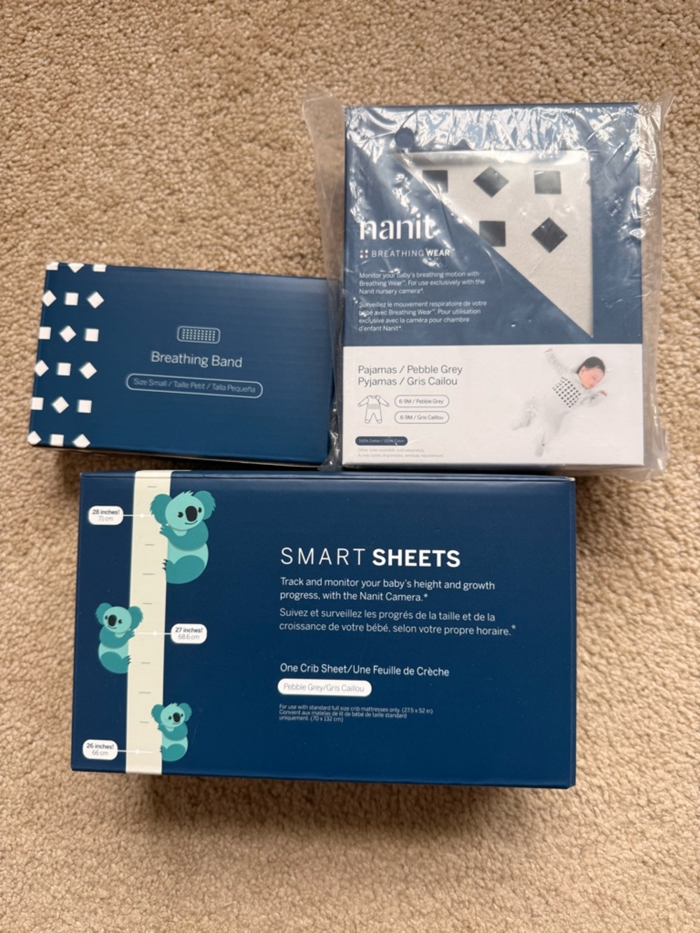 Nanit Smart Sheets & Breathing Band Set — Pebble Grey  with sleeper 6/9months